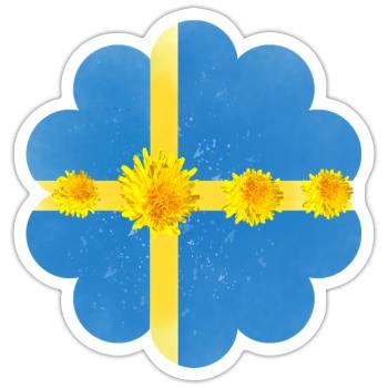 Suède Pissenlit Fleurs Suède Drapeau - Sticker taille S (10 x 10 cm) - blanc mat - Devant
