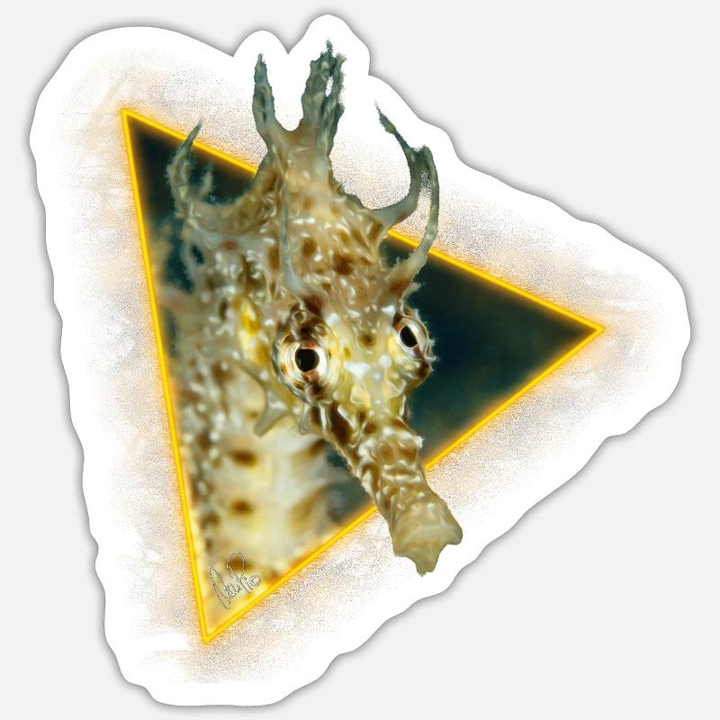 Seepferdchen im Dreieck - Sticker Größe S (10 x 10 cm) - Mattweiß