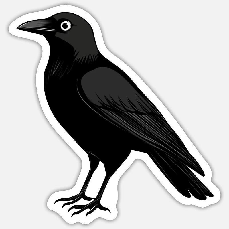 Raven - Crow - Sticker size S (10 x 10 cm) - white matte
