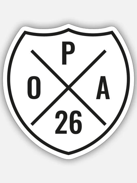 Opa 2026 Wappen - Sticker Größe S (10 x 10 cm) - Mattweiß