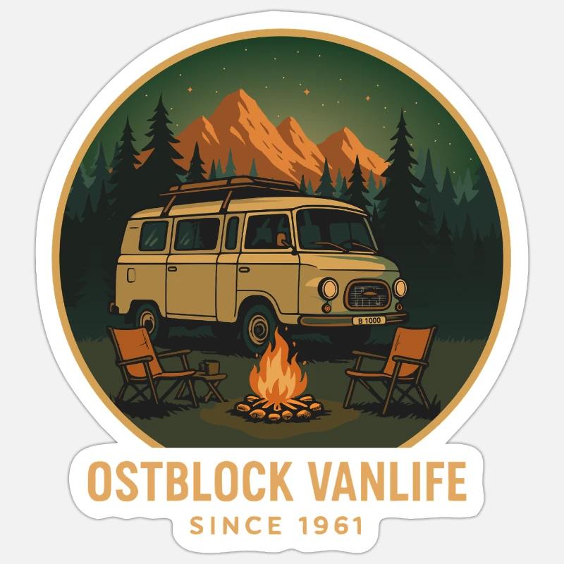 Eastern Bloc Vanlife - Sticker size S (10 x 10 cm) - white matte