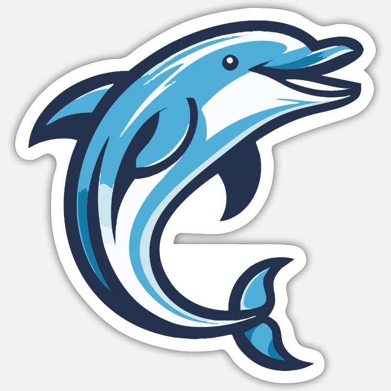 Dolphin blue wave Sticker size S (10 x 10 cm)