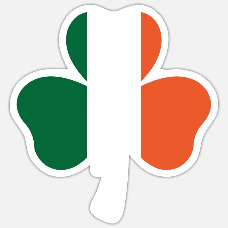 Drapeau irlandais Trèfle Saint-Patrick - Sticker taille S (10 x 10 cm) - blanc mat
