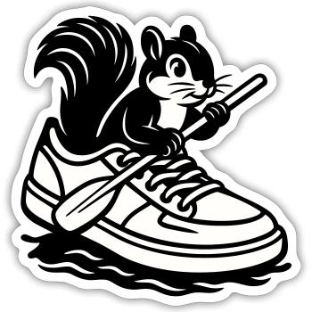 Écureuil en baskets ! - Sticker taille S (10 x 10 cm) - blanc mat - Devant