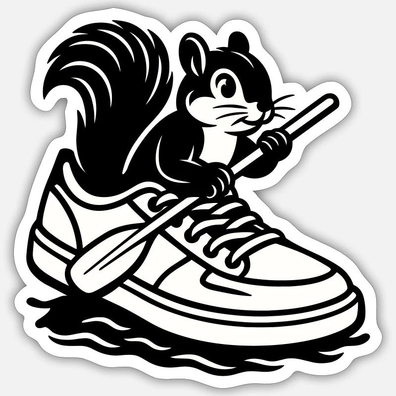 Écureuil en baskets ! - Sticker taille S (10 x 10 cm) - blanc mat