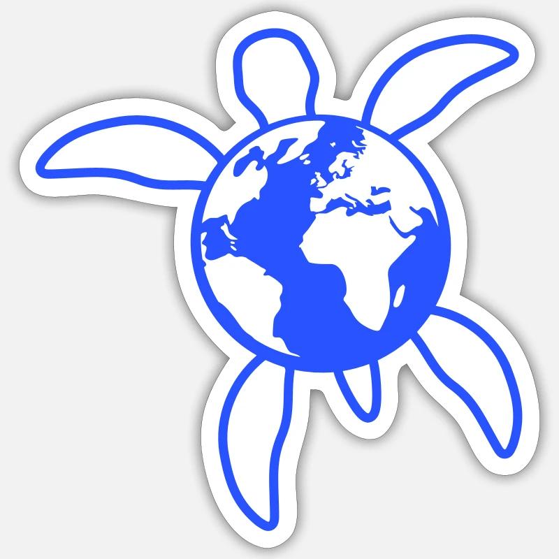 Water Turtle Earth Globe Planet Logo Icon Sticker size S (10 x 10 cm)
