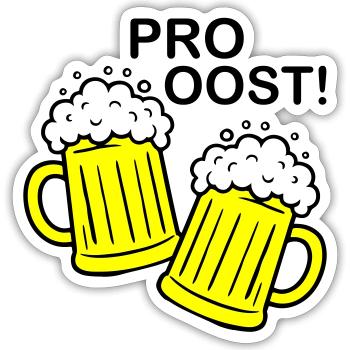 Bier Anstossen Prost - Sticker Größe S (10 x 10 cm) - Mattweiß - Vorne