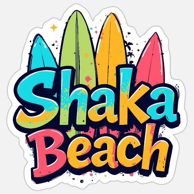 Plage de Shaka - Sticker taille S (10 x 10 cm) - blanc mat