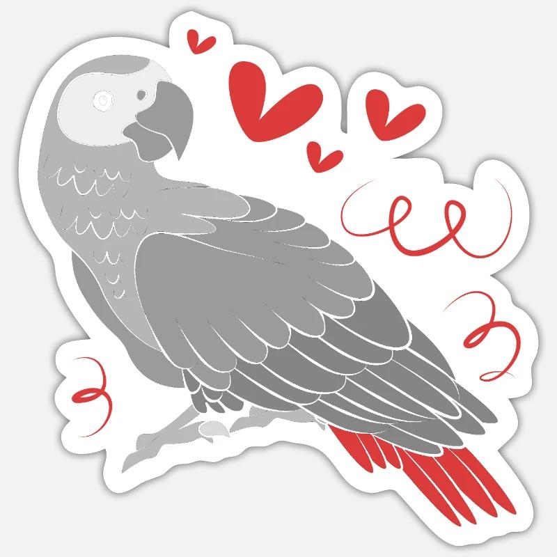 Papagei Grau - Sticker Größe S (10 x 10 cm) - Mattweiß