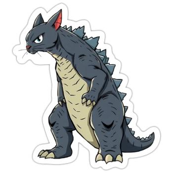 Katze als Echse - Sticker Größe S (10 x 10 cm) - Mattweiß - Vorne
