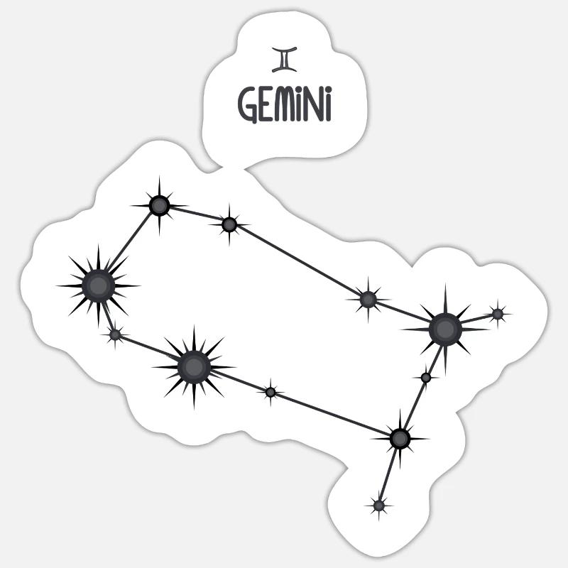 Zwillinge Sternzeichen Sternbild Schwarz & Grau Sticker Größe S (10 x 10 cm)