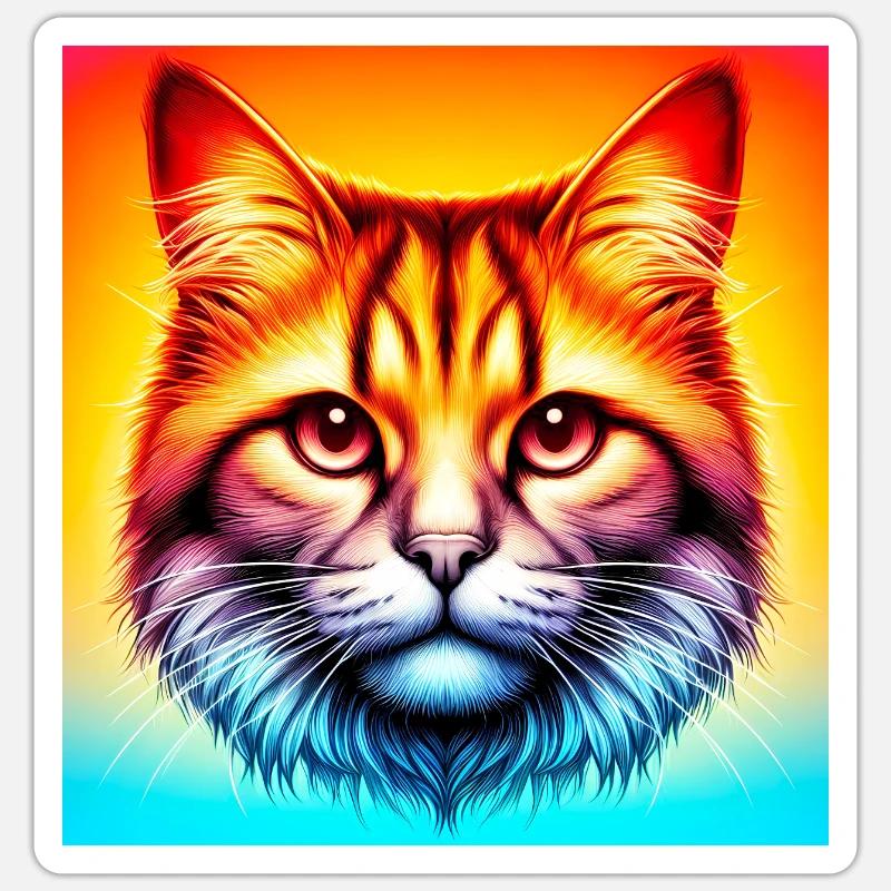 chat - Sticker taille S (10 x 10 cm) - blanc mat