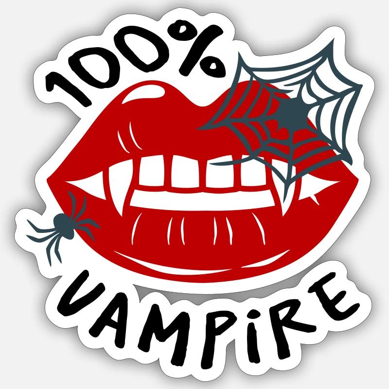 Spider web with lip motif - Sticker size S (10 x 10 cm) - white matte