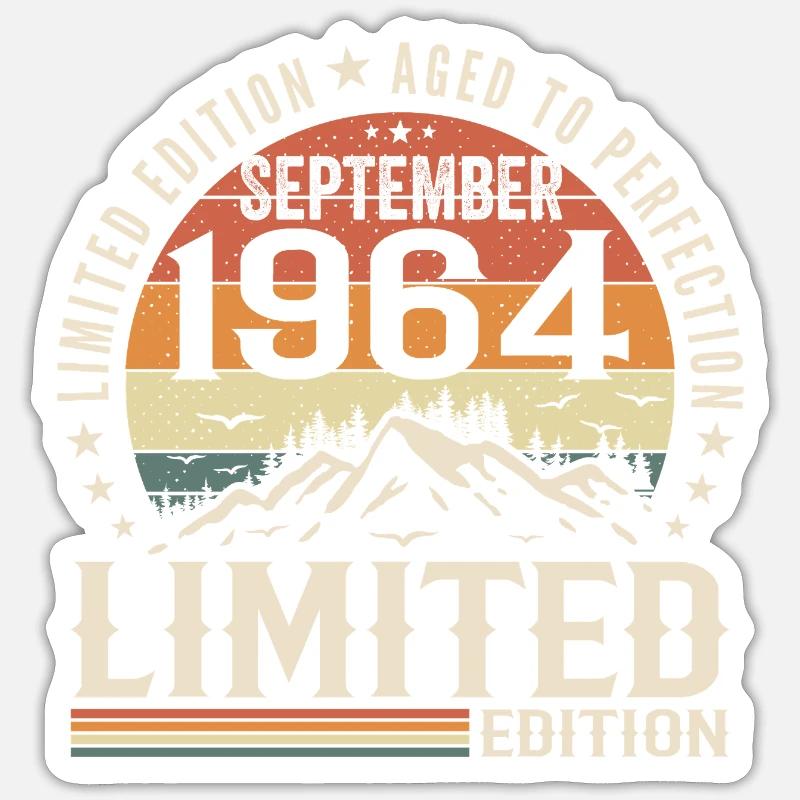 September 1964, September 1964 Geburtstagsgeschenk - Sticker Größe S (10 x 10 cm) - Mattweiß