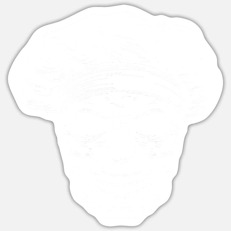 Crâne de cuisinier - Sticker taille S (10 x 10 cm) - blanc mat