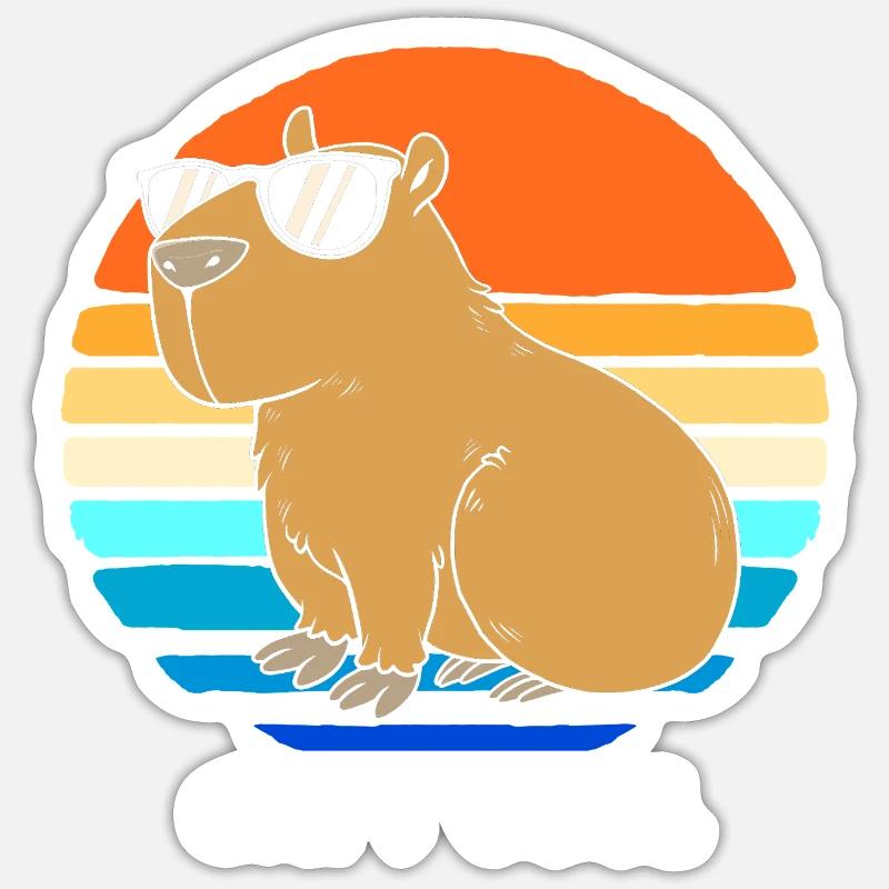 Capybara Capibara - Sticker Größe S (10 x 10 cm) - Mattweiß