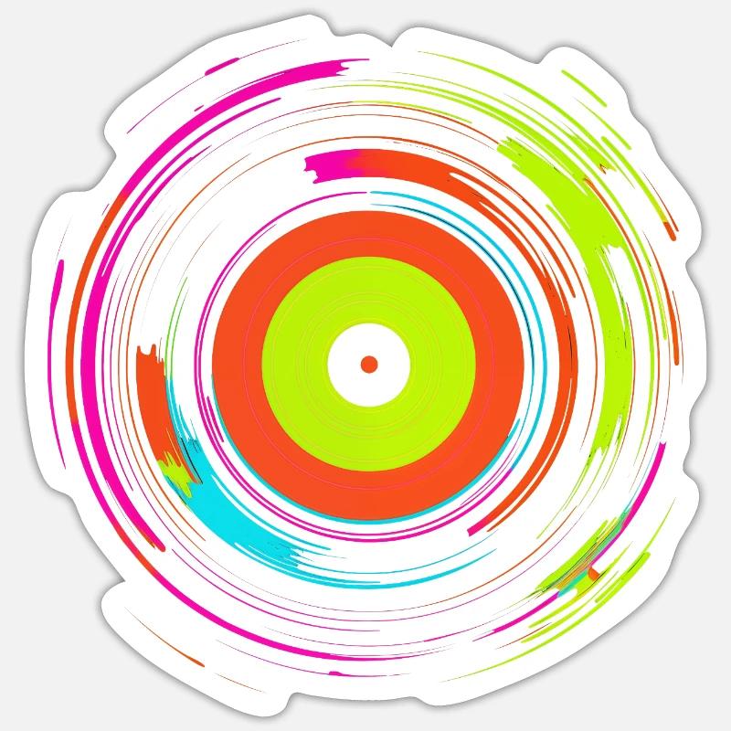 Vinyl Record Retrowave - Sticker size S (10 x 10 cm) - white matte