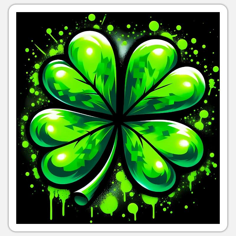 Four-leaf clover - Sticker size S (10 x 10 cm) - white matte