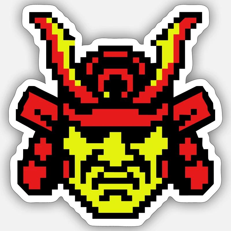 Pixel Samouraï 8bit Sticker taille S (10 x 10 cm)