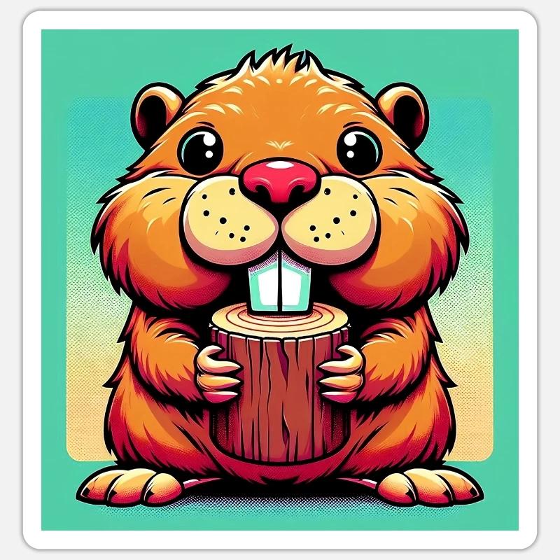 beaver - Sticker size S (10 x 10 cm) - white matte