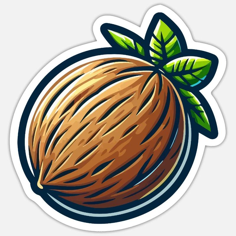 Noix tropicale dessinée Sticker taille S (10 x 10 cm)