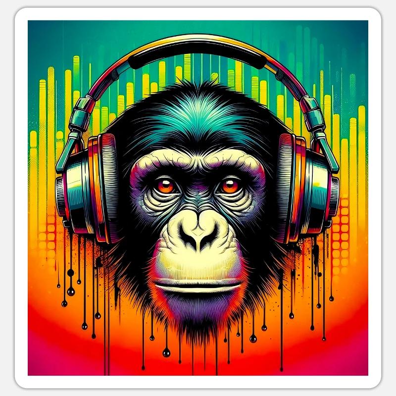 Singe chimpanzé Sticker taille S (10 x 10 cm)