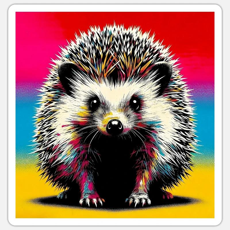 hérisson - Sticker taille S (10 x 10 cm) - blanc mat