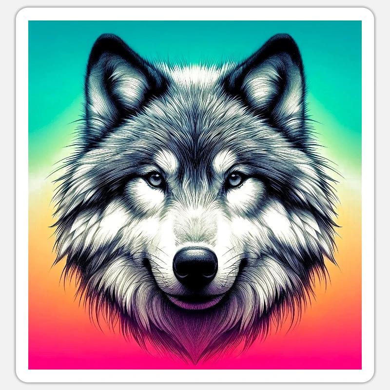 Wolf - Sticker Größe S (10 x 10 cm) - Mattweiß