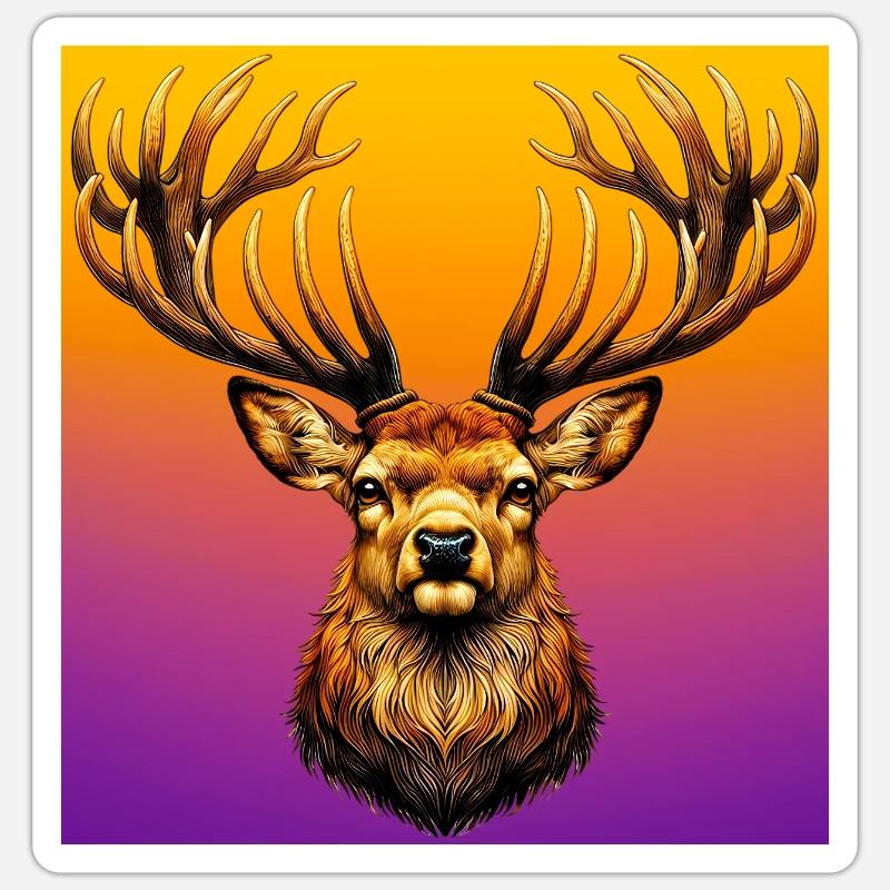 Cerf - Sticker taille S (10 x 10 cm) - blanc mat