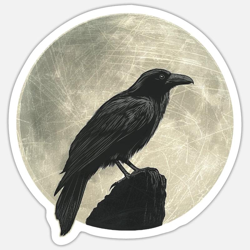 Corbeau - Sticker taille S (10 x 10 cm) - blanc mat