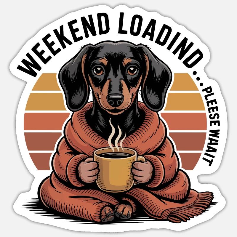 Teckel café douillet Sticker taille S (10 x 10 cm)