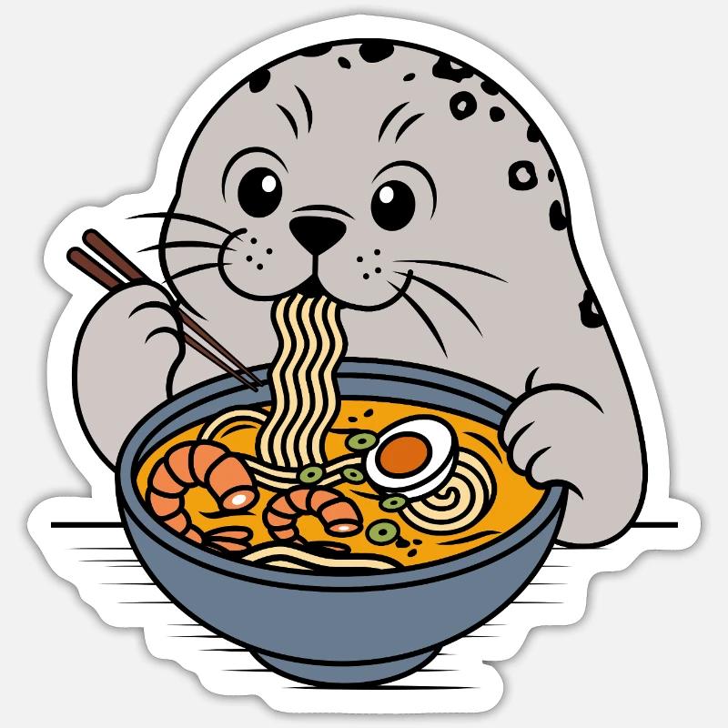 Ramen-Robbe - Sticker Größe S (10 x 10 cm) - Mattweiß