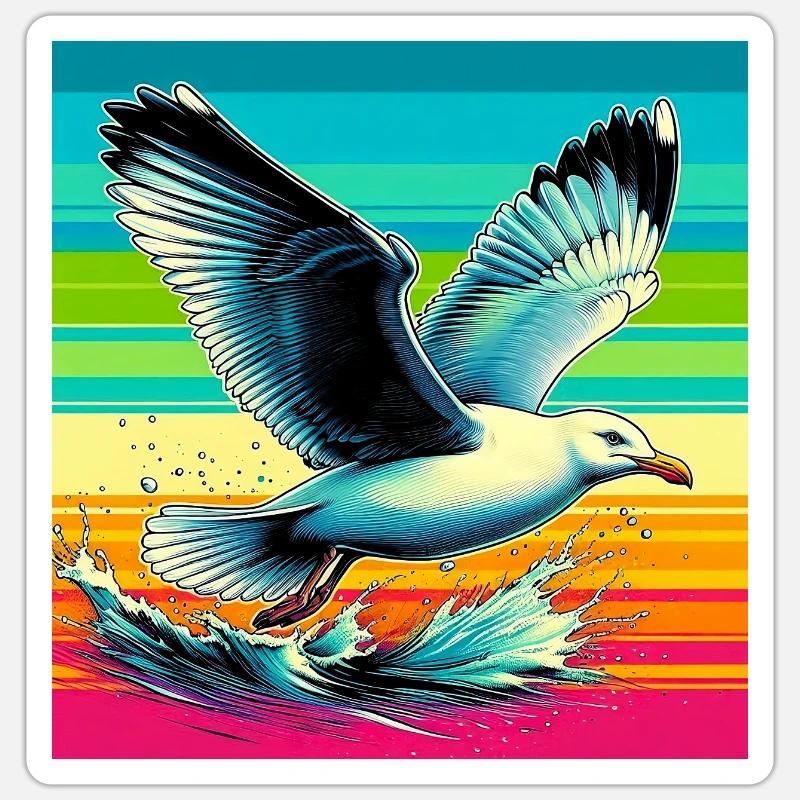 Möwe - Sticker Größe S (10 x 10 cm) - Mattweiß