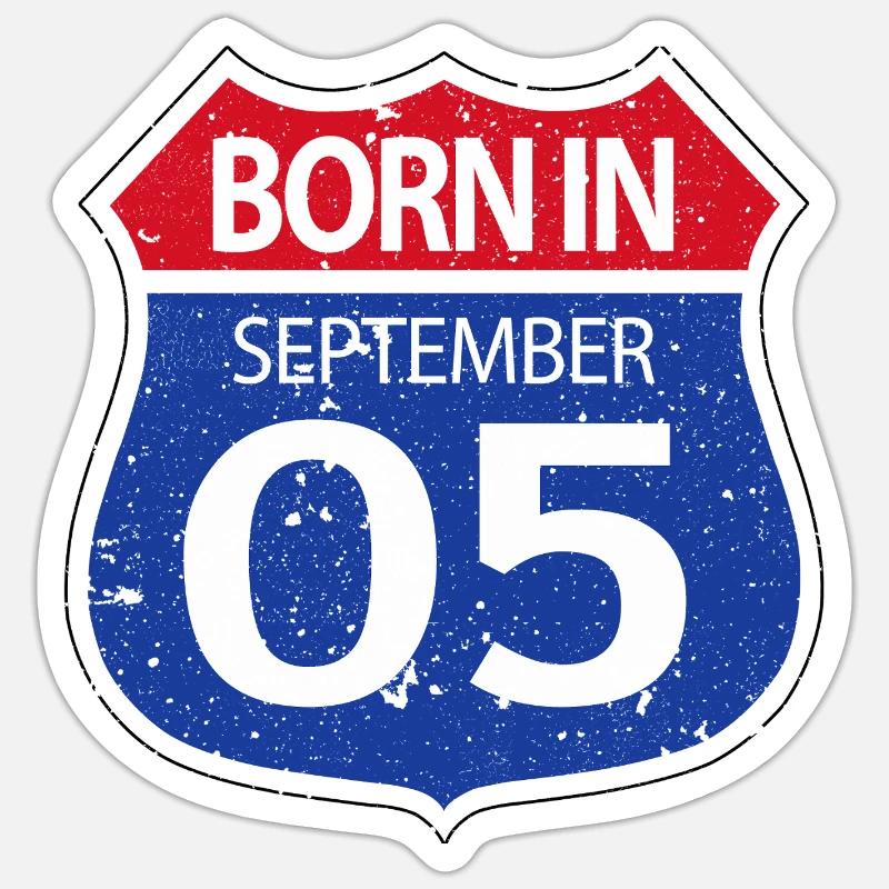 Né_en_septembre_05 - Sticker taille S (10 x 10 cm) - blanc mat