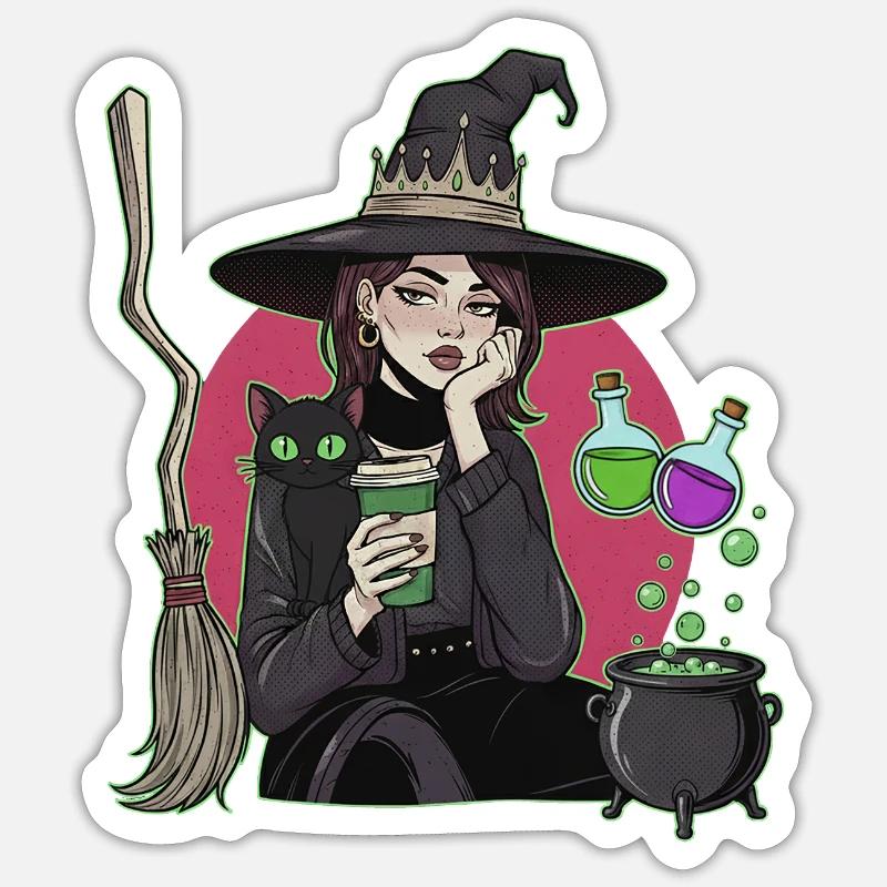 Sorcière - Sticker taille S (10 x 10 cm) - blanc mat