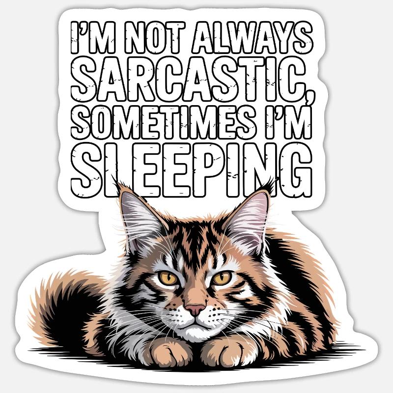 Sarcastic Cat Sleep - Sticker size S (10 x 10 cm) - white matte