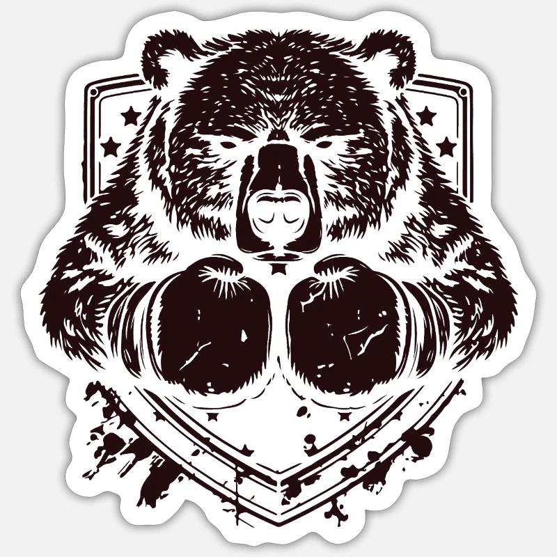 Bär Boxer - Sticker Größe S (10 x 10 cm) - Mattweiß