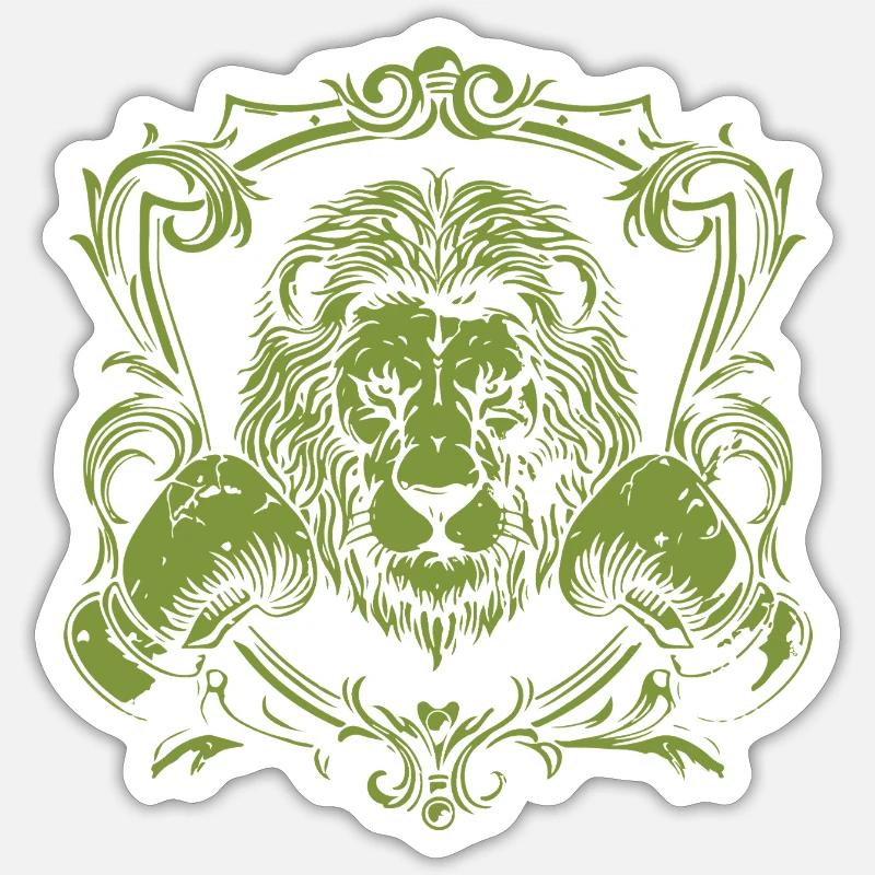 gants de boxe Lion Boxer - Sticker taille S (10 x 10 cm) - blanc mat
