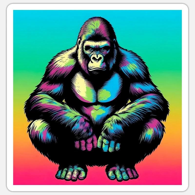 Gorilla - Sticker Größe S (10 x 10 cm) - Mattweiß