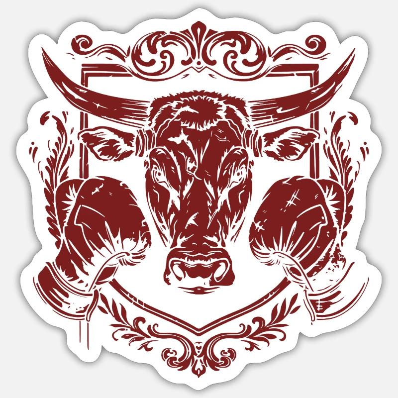 Boxer Taureau - Sticker taille S (10 x 10 cm) - blanc mat