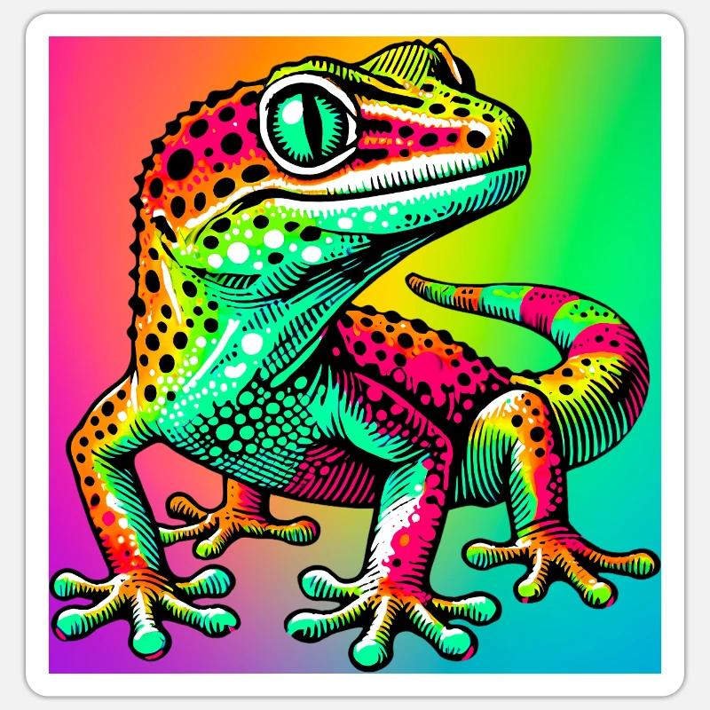 Gecko - Sticker taille S (10 x 10 cm) - blanc mat