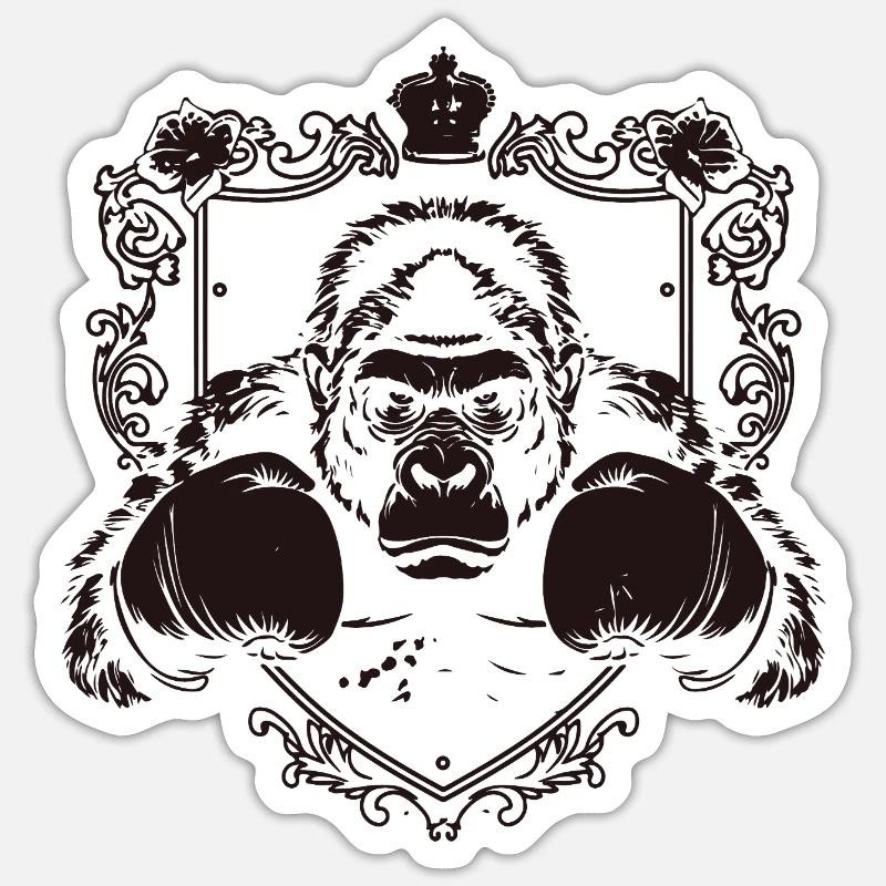 Gorilla with fighting pose - Sticker size S (10 x 10 cm) - white matte