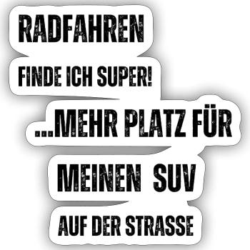 Radfahren vs. SUV - Sticker Größe S (10 x 10 cm) - Mattweiß - Vorne