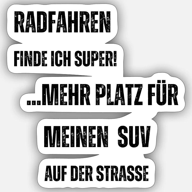 Radfahren vs. SUV - Sticker Größe S (10 x 10 cm) - Mattweiß