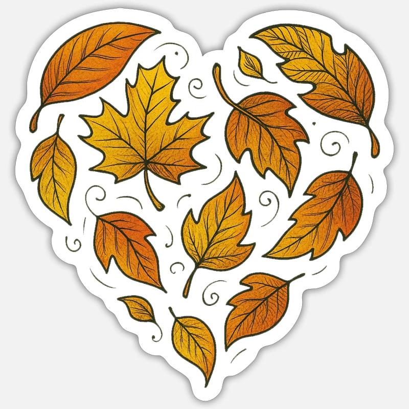 Herbstliches Herzblattmuster - Sticker Größe S (10 x 10 cm) - Mattweiß