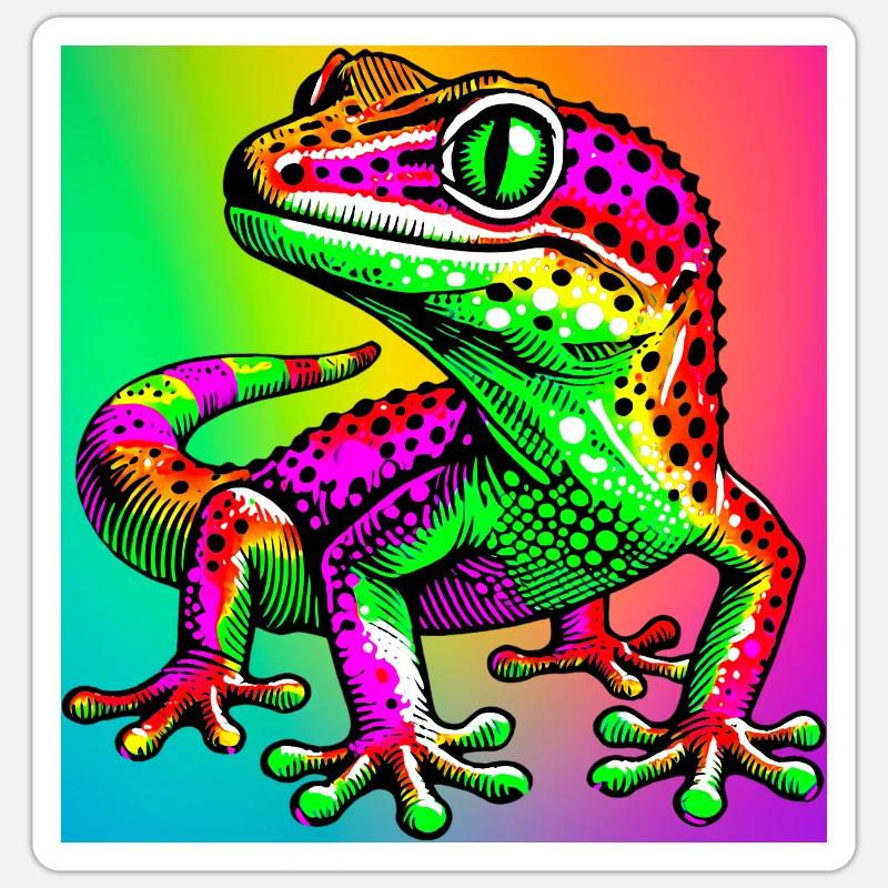 Gecko - Sticker taille S (10 x 10 cm) - blanc mat