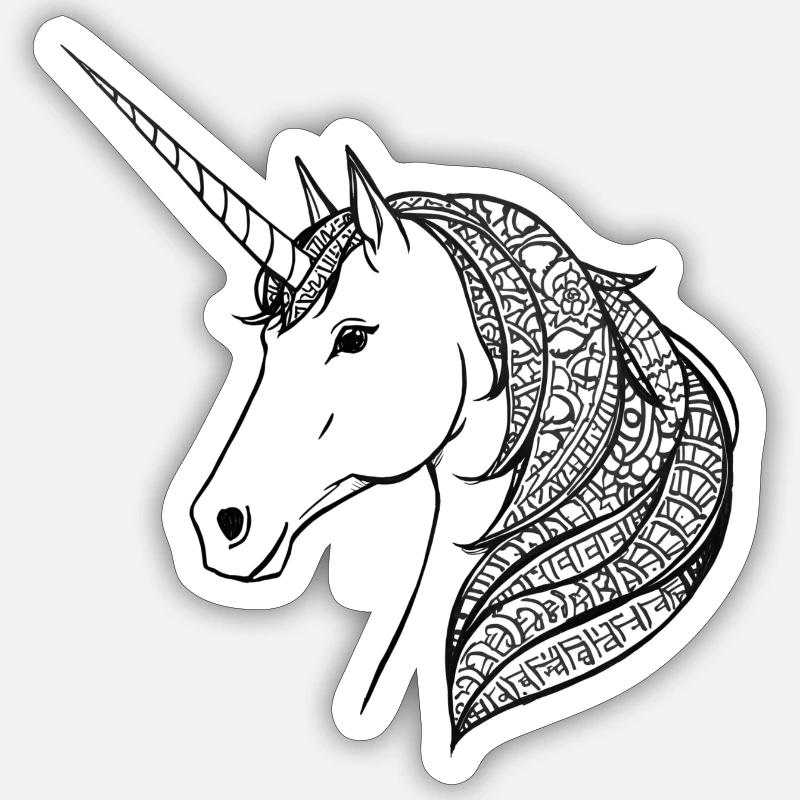 Licorne - Sticker taille S (10 x 10 cm) - blanc mat
