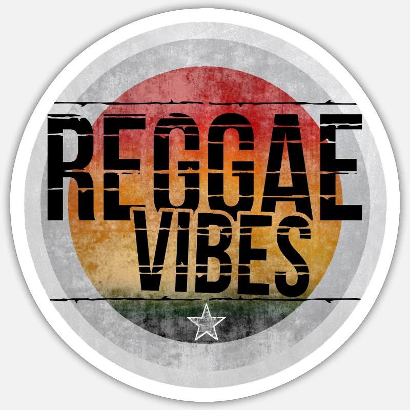 Reggae Vibes Retro Design Sticker Größe S (10 x 10 cm)