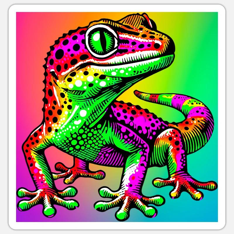 Gecko - Sticker taille S (10 x 10 cm) - blanc mat