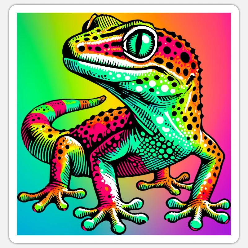 Gecko - Sticker taille S (10 x 10 cm) - blanc mat